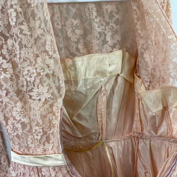 Vintage 50's Small Pink Lace Full Sweep Hollywood Maisel Style‎ Cocktail Dress - Picture 7 of 14